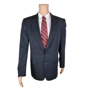 Vintage Sport Coat Mens 40R Black Suit Jacket Two Button Blazer Pierre Balmain - Picture 1 of 7