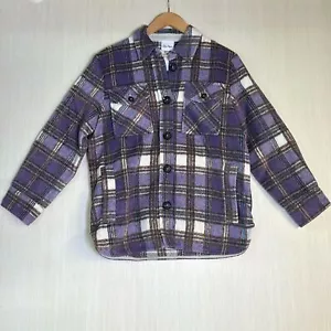 Sky To Moon Damen Hemd Shacket Gr. S lila kariert Button Down Langarm NEU - Bild 1 von 10