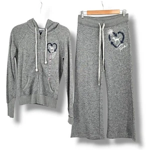 Victoria's Secret PINK Tracksuit Set Full Zip Hoodie & Pants Shimmer Lounge XS - Picture 1 of 13