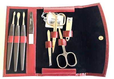 Pfeilring Solingen Maniküre Etui Set Rindleder bordeaux 8-teilig Red Edition - Bild 1 von 3
