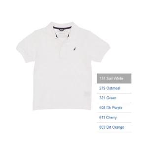 Nautica Boys 100% Cotton Polo Short Sleeve Dress Shirt, Various Sizes, Colors - Picture 1 of 25