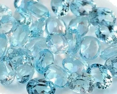 Natural sky blue topaz oval faceted gemstone 7x9mm (5 pcs lot) mm free shipping - Image 1 of 2