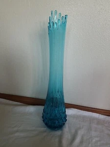 LE Smith Peacock Blue Diamond Butt 26" MCM 16 Finger geschwungene Glasvase - Bild 1 von 5