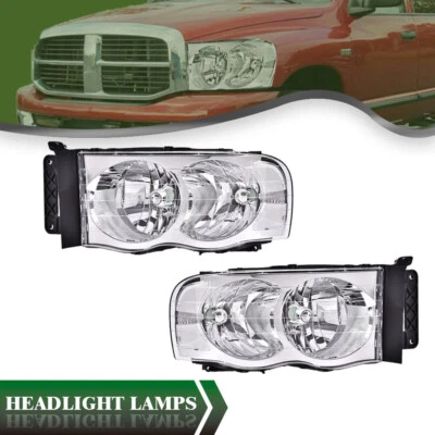 Clear Lens Chrome Housing Headlights Fit For 2002-2005 Dodge Ram 1500 2500 3500 - Image 1 of 4