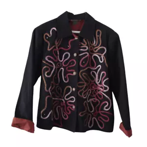 Vintage Alex Kim Art to Wear Jacket Embroidery Applique Artsy Boho Size 1X - Picture 1 of 9