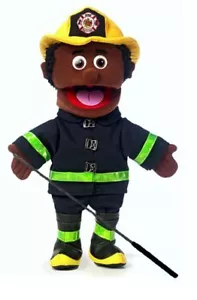 Paquete de guantes de marionetas Silly Puppets bombero (afroamericano) 14 pulgadas con brazo ro - Imagen 1 de 4