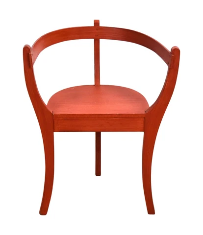 Antique Early 20th Century Handmade Red Norwegian Three Legged Chair Cover