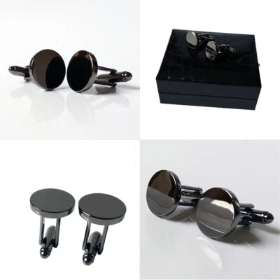 1 pair of men's and women's minimalist cufflink shirt set with cufflink jewelry - Image 1 of 4