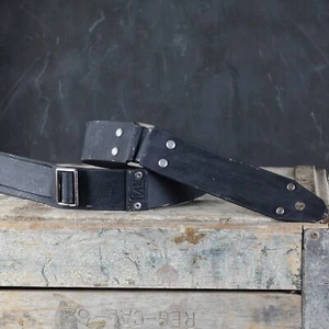Aged Black Leather Guitar Strap. Handmade. Loop Design. 2 inches Wide. - Imagen 1 de 8