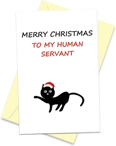 Humor Cat Christmas Card - Merry Xmas to My Cat Mom & Dad - Picture 1 of 5