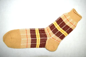 Vintage Socks Knit 30s 40s Art Deco Color Stripes Yellow Maroon Tan 9 x 7.5" NWT - Picture 1 of 4