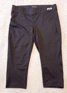 Mujer FILA Sport Performance Negro Correr Estilo Capri Pantalones Cremallera Bolsillo L - Imagen 1 de 5