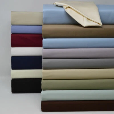 Juego de sábanas lisas de satén de lujo 100 % algodón con cabeza dividida King Foto 1 de 2