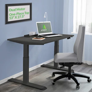 Black 53" Dual Motor Electric Stand Up Office Desk with USB Port, Frame+Top Set - Picture 1 of 9