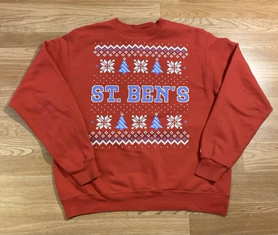 Sudadera roja de vacaciones College of St. Ben's Bennies Champion L cuello redondo talla grande Foto 1 de 4