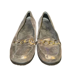 Vionic Alda Loafers Women's 6.5 Silver Snake Embossed Leather Chain Slip On Shoe - Picture 1 of 10