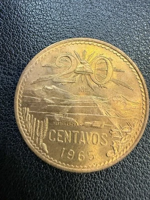 Moneda de 20 centavos de latón México 1965 #F7349 Foto 1 de 2