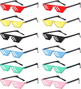 12er Pack Unisex Thug Life Party Sonnenbrillen 8 Stück Stil Pixel Mosaik Brille - Bild 1 von 2
