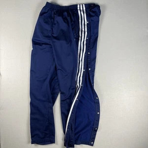VINTAGE Adidas Pants Mens XL Blue Tear Away Snap Track Warm Up 3 Stripe 90s Y2K - Picture 1 of 10