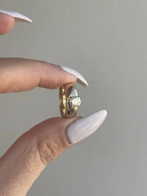 Round Brilliant Diamond Band Style Engagement Ring 0.56ct H-I I1 14k Yellow Gold - Image 1 of 4