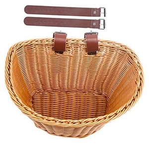 Woven Plastic Bike Baskets- Front D-Shaped Bike Bicycle Basket | Handlebar - Picture 1 of 8