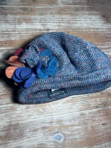 Sombrero Platania Gris Mezcla Lana Acentos Multicolores Con Ambiente Boho Hecho en Italia  - Imagen 1 de 6