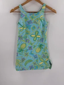 Vintage Lilly Pulitzer Girls Dress Size 10 Palm Fruit Floral Blue Green Yellow - Picture 1 of 8
