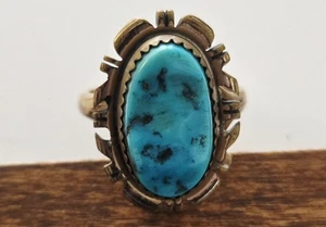 Kingman Sterling and 12K G.F. B. Piaso Jr. NAVAJO Handmade Kingman Turquoise - Picture 1 of 9
