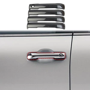 Carbon Fiber Style 4PCS Side Door Handles Trims Cover For Toyota Tacoma 2024+ - Picture 1 of 6
