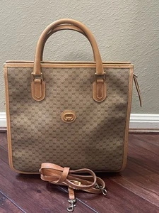 GUCCI Micro GG Supreme Web Sherry Line PVC Leather Beige W Strap & Key Tote Vintage - Bild 1 von 24
