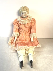 Antique "Esther" China Porcelain Doll Germany Blonde Hair 14" Tall - Picture 1 of 12