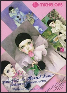 PIERROT LOVE - Orig. 1986 Trade AD / Michel Oks ADVERT / poster - Sad Rose clown - Picture 1 of 1