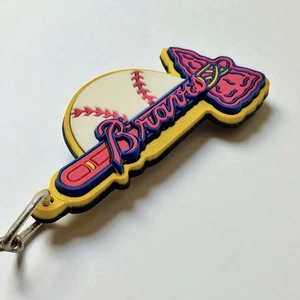 ATLANTA BRAVES BASEBALL Vintage MLB Rubber Vinyl KEYCHAIN 1998 Key Ring LOGO - Picture 1 of 9