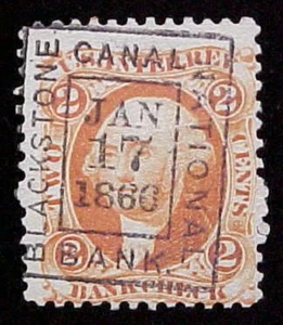 BLACKSTONE CANAL NATIONAL BANK - Providence RI - Rare FANCY CANCEL on REVENUE !! - Picture 1 of 1