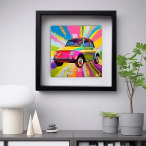 Dipinto moderno POP ART fiat 500 pop art su tela picture with frame - Foto 1 di 2