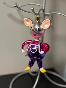 VINTAGE Christopher Radko TOPO Mouse Glass Italian Ornament 94-318-1 RARE - Picture 1 of 15