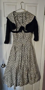 ABITO VINTAGE ANNI 50 PAT HARTLY A POIS CON GIACCA S/M GONNA IN TULLE PER PIENEZZA - Foto 1 di 17