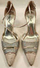 Preowned NINO Woman Shoes Leather Silver Heels Pumps Size 7.5 M Sparkle Glitter