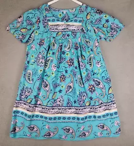 Only Necessities Lounger Damen 2X 26/28 Mumu House Chore Kleid Paisley Blau - Bild 1 von 8