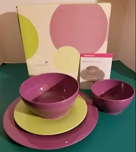 Tupperware Melamin Gesten Box Set ~ drei Größen Teller, Schüssel & Becher Birne Neu - Bild 1 von 9