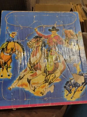 Vintage Rare 1950s Cowboy Puzzle Saalfield Publishing Cardboard #7349 - Image 1 of 2