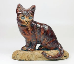 Lovely Studio Pottery Brown Seated Kitten in the form of a Door Stop - Picture 1 of 4