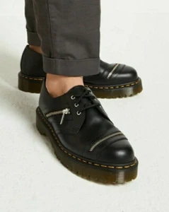 ¡NUEVO EN CAJA! Zapatos Dr MARTENS 1461 Bex Cremallera Cuero Liso Negro Talla UK 13 - Imagen 1 de 12