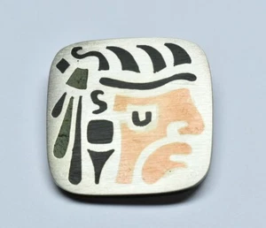 Solid Sterling Silver .925 Black Onyx, Copper and Semi Precious Stone Brooch Pin - Picture 1 of 3