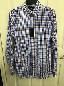 Ralph Lauren Herren blau/rosa/weiß gestreift L/S Knopf Hemd Small - Bild 1 von 6