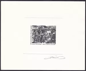 Polynesia Sc617 Painting, Jacques Boullaire, Tuamotu, Boat, Signed Die Proof - Picture 1 of 2