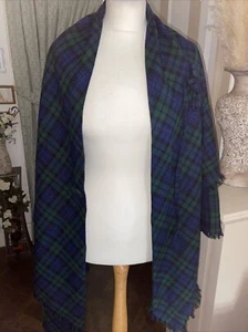 Vintage Cape Tartan Schottland Scottish Shawl Jacke grün/marine Wolle außergewöhnlich - Bild 1 von 8