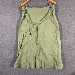 Yarra Trail Skirt Womens 12 Green A Line 100% Linen Midi Coastal Office Career - Picture 1 of 12