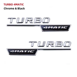2Pcs Chrome Turbo 4Maitc Emblem Car Side Vent Fender Badge Fit For Mercedes-Benz - Picture 1 of 12