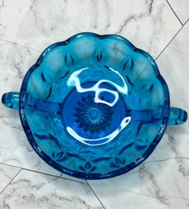 Vintage Anchor Hocking Fairfield blau Glasschale Süßigkeitenschale mit Griffen - Bild 1 von 10